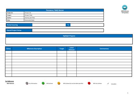 simple project progress report template